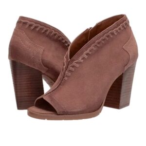 Zodiac New Mia Brown Shootie Braided Suede Leather Block Heel Bootie Boot SZ 6